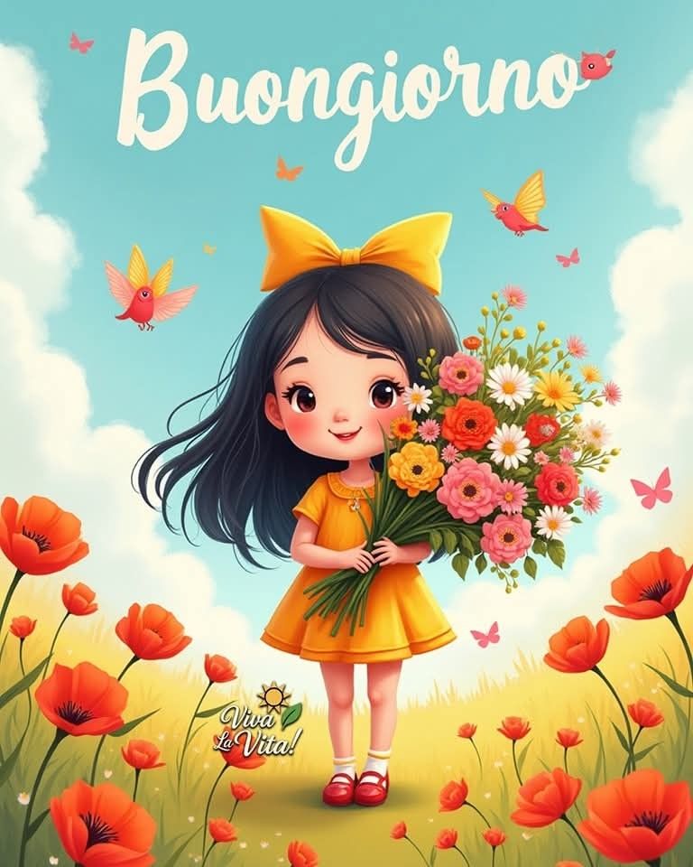 immagine di buongiorno con fiori di campo