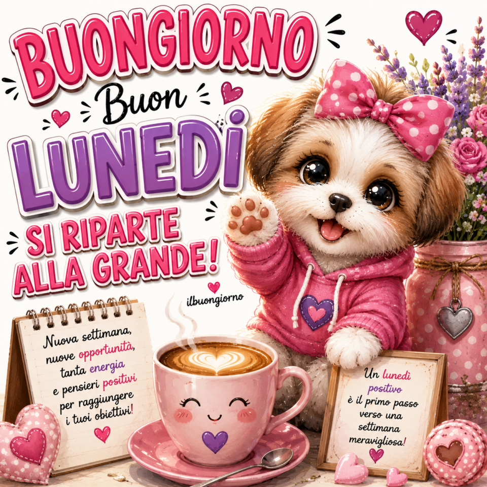 buongiorno buon luneì con cucciolo
