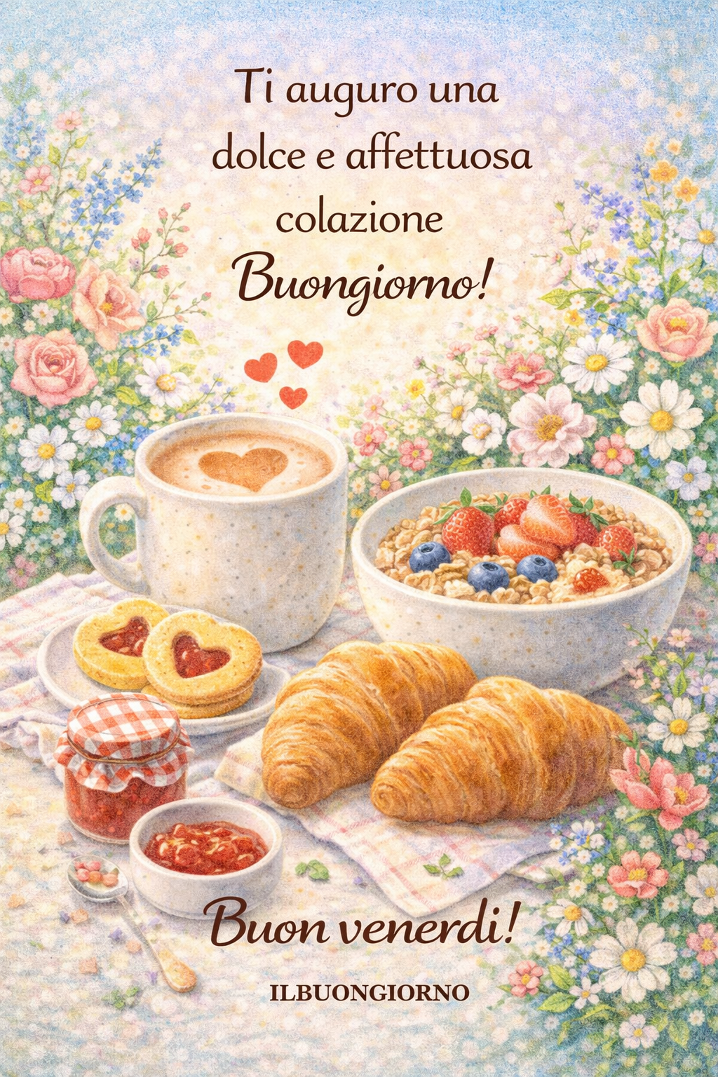 Colazione dolce kawaii con scritta buona colazione e firma ilbuongiorno